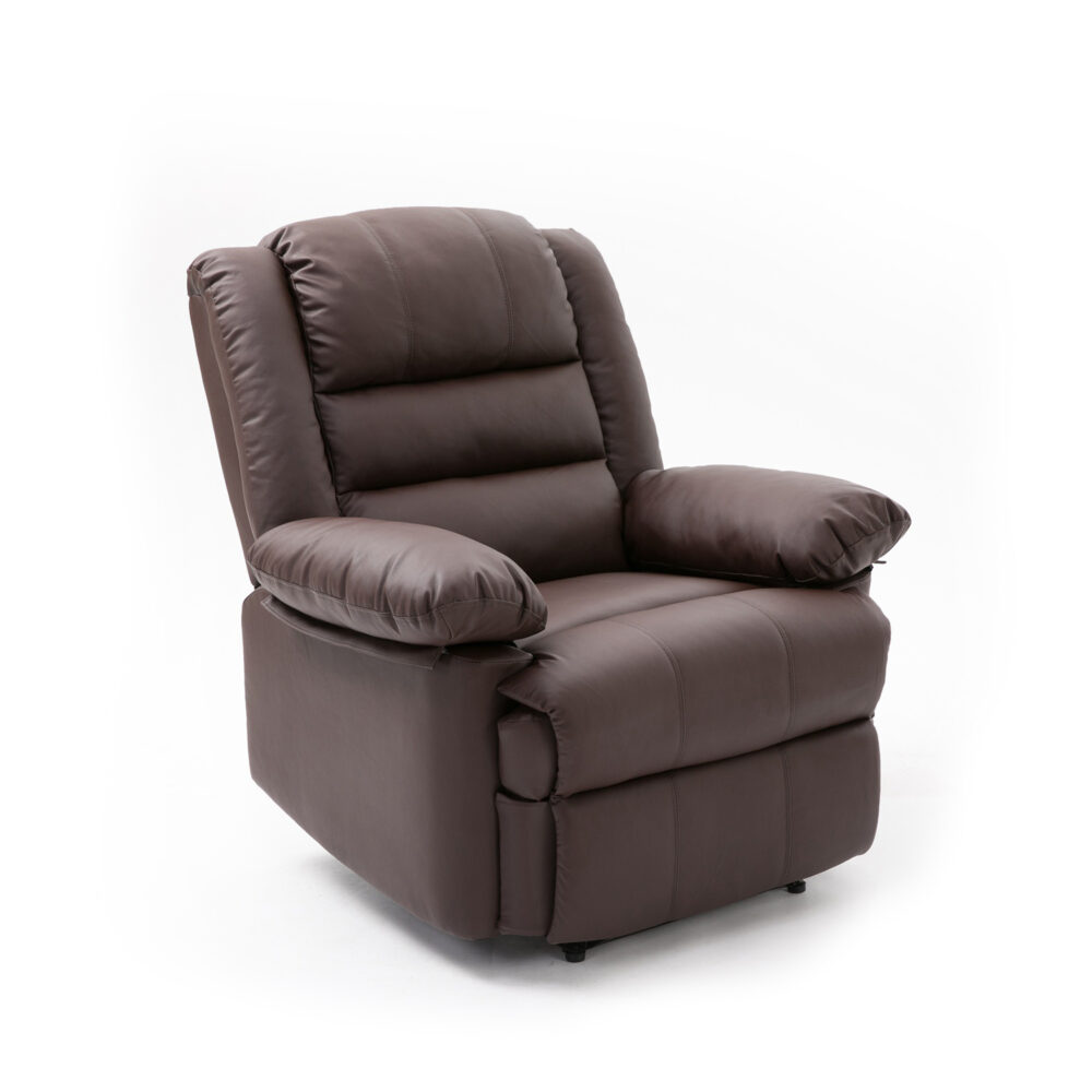Lisbon Leather Manual Recliner Armchair in Brown