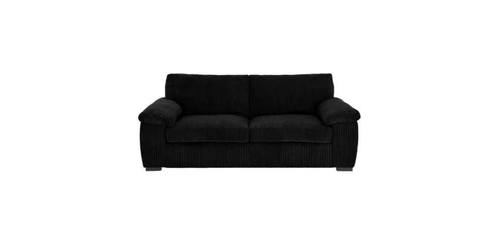 Amalfi Jumbo Cord Black Sofa 3+2 Fabric Sofa in Black