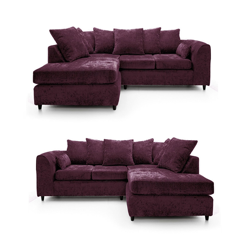 Dylan Chenille 4 Seater Fabric Corner Sofa in Aubergine
